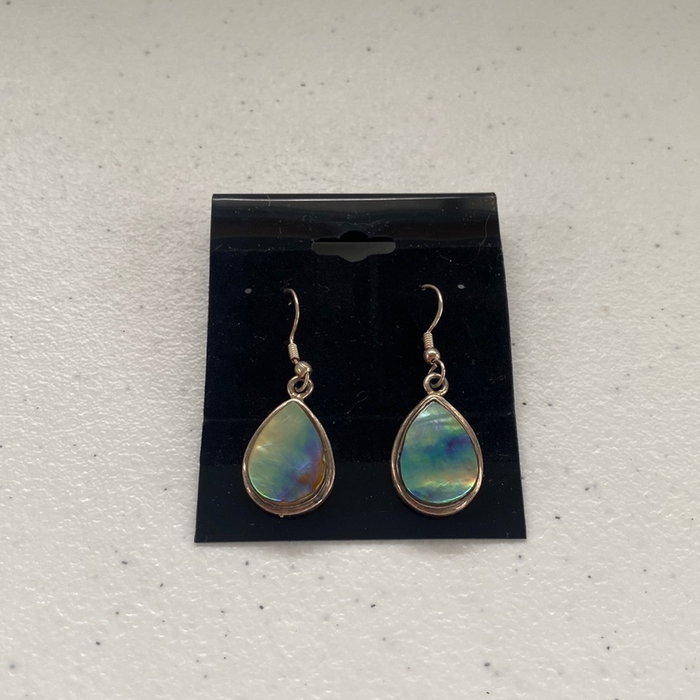 Beautiful Hand Crafted Sterling Silver and Tear Drop Abalone Earrings - Picture 1 of 9